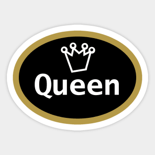 Queen and Crown on Black Oval Sticker